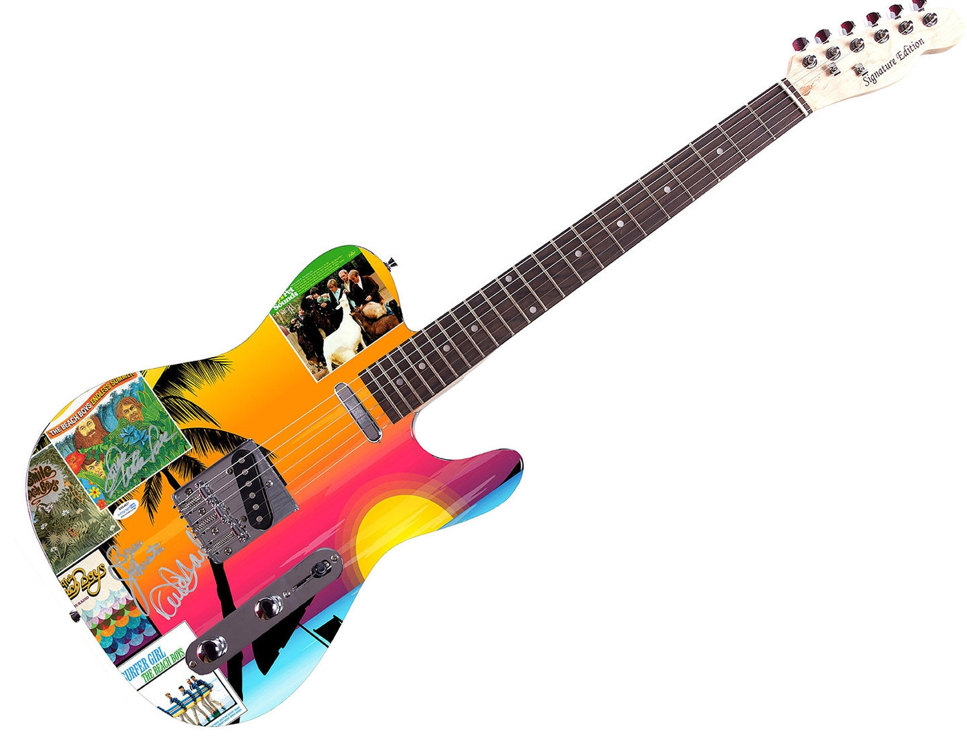 The Beach Boys Johnston Marks Mike Love Autographed Graphics Guitar ACOA Exact Proof Version 1