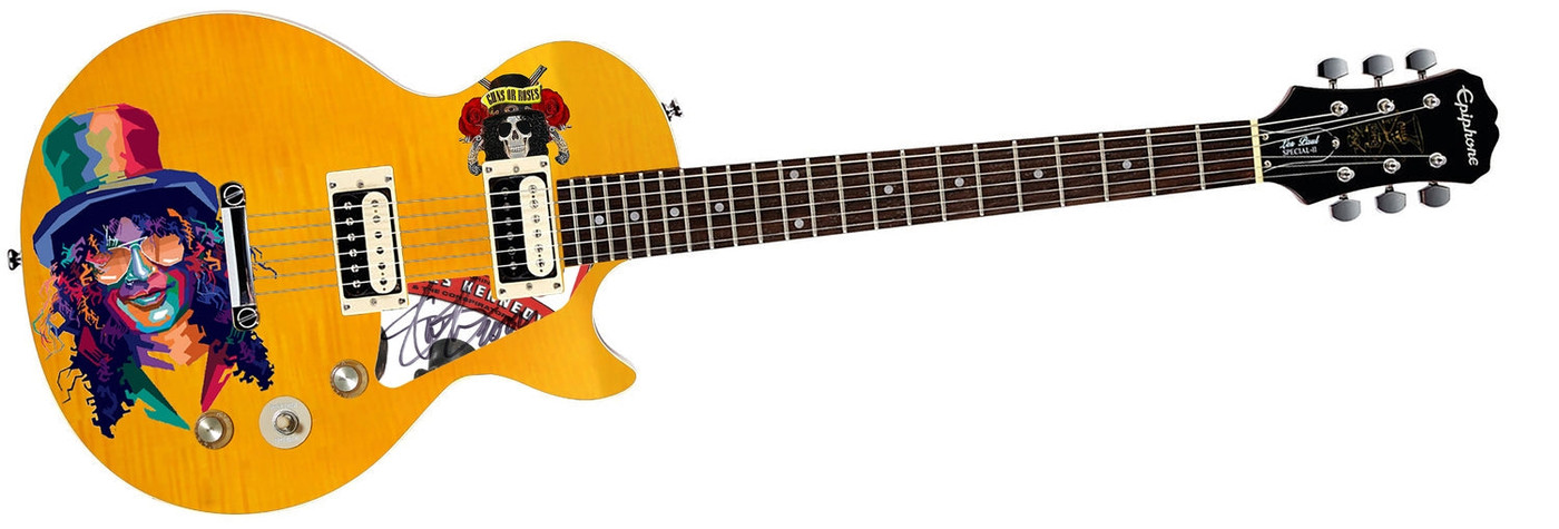 Slash of Guns N Roses Autographed Custom Graphics Epiphone AFD Special II Guitar