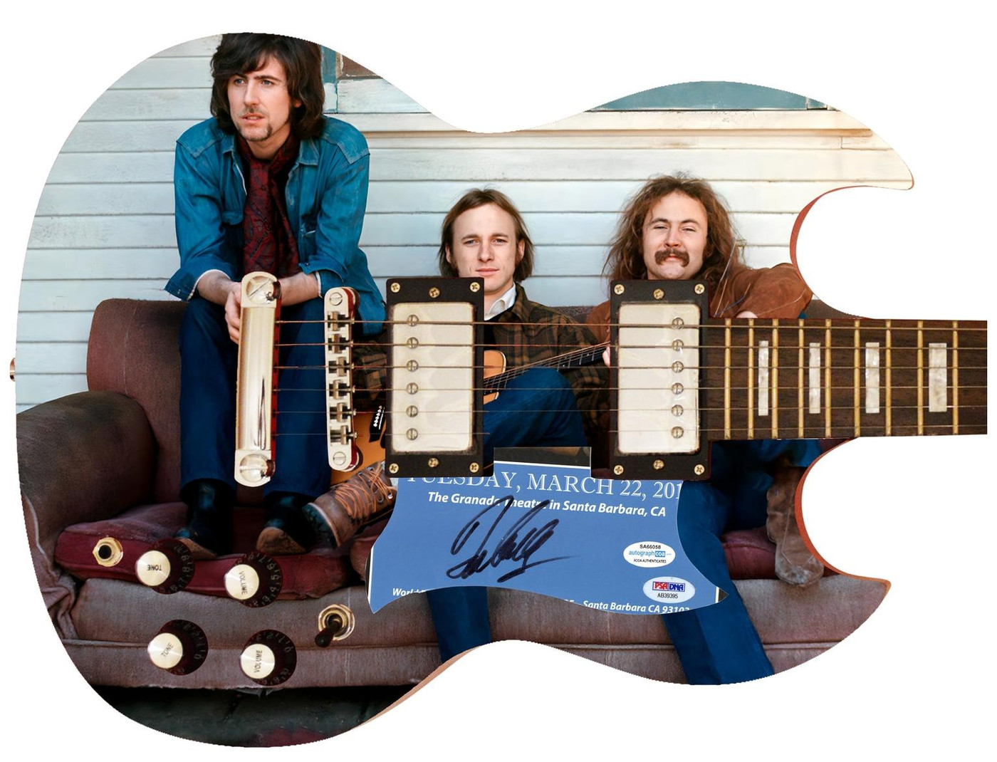David Crosby of Crosby, Stills, Nash & Young Autographed Custom Graphics Guitar