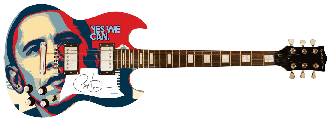President Barack Obama Autographed Custom Graphics Yes We Can Guitar ACOA