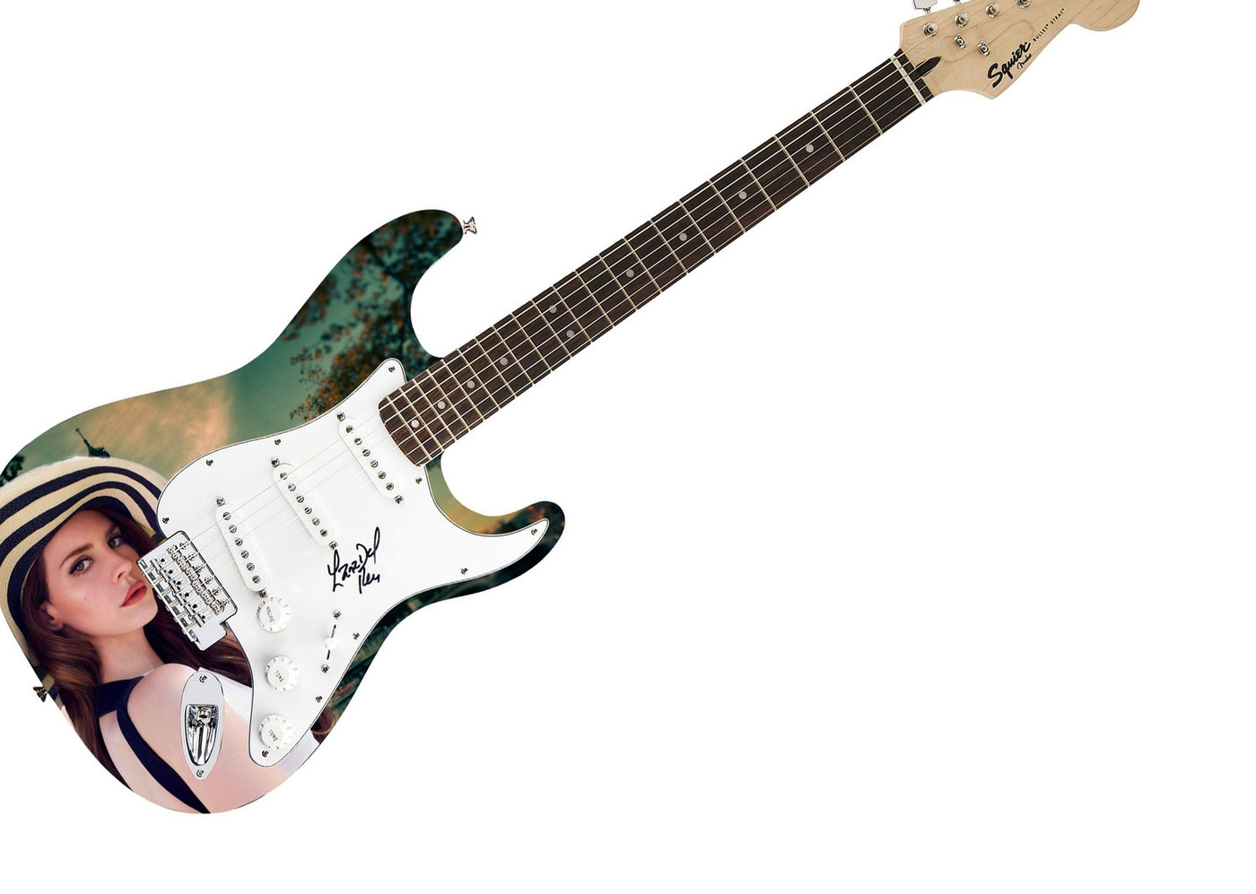 Lana Del Rey Autographed Custom Graphics Guitar