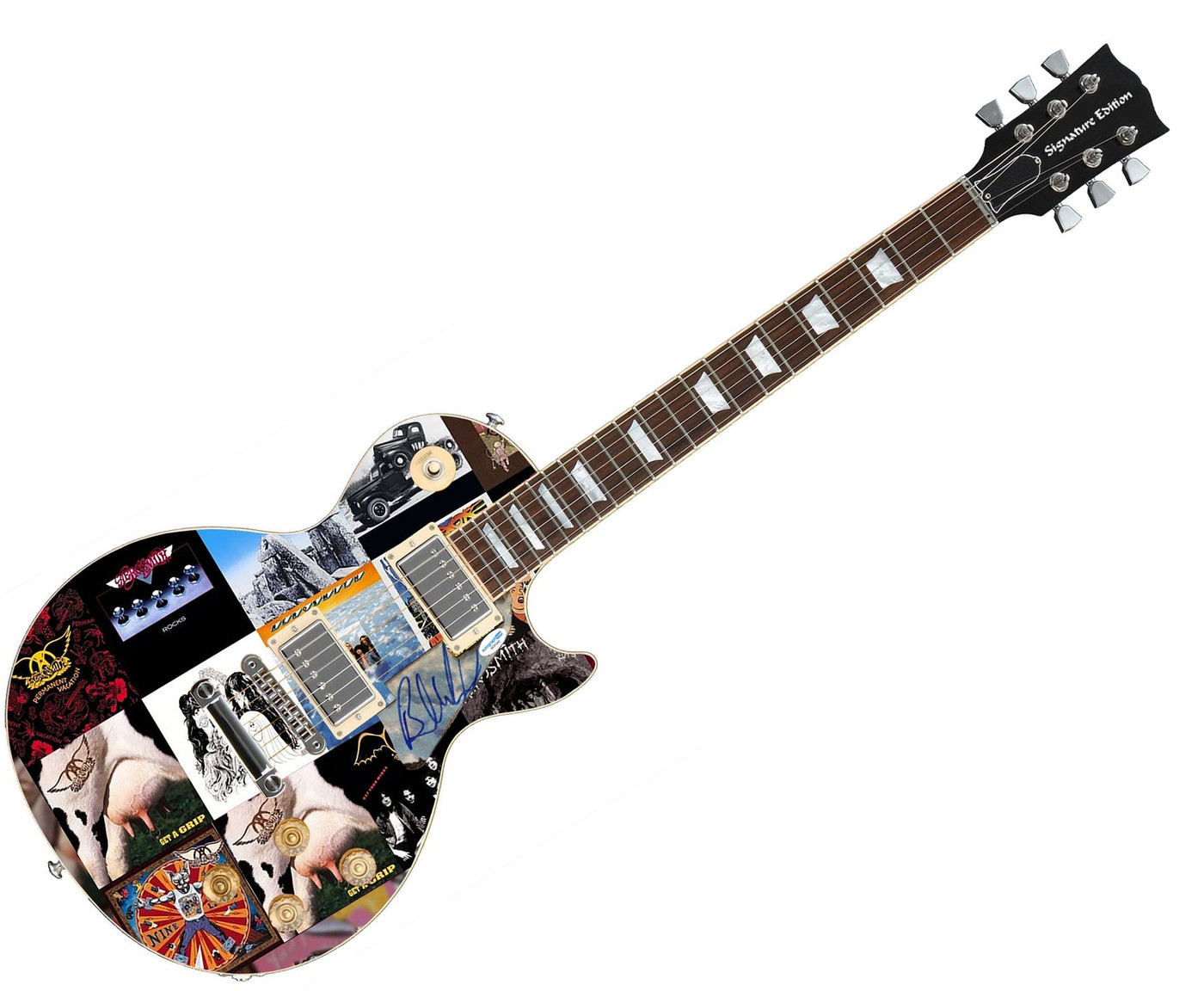 Aerosmith Brad Whitford Autographed "Aero Album Anthem" Custom 1/1 Graphics Guitar