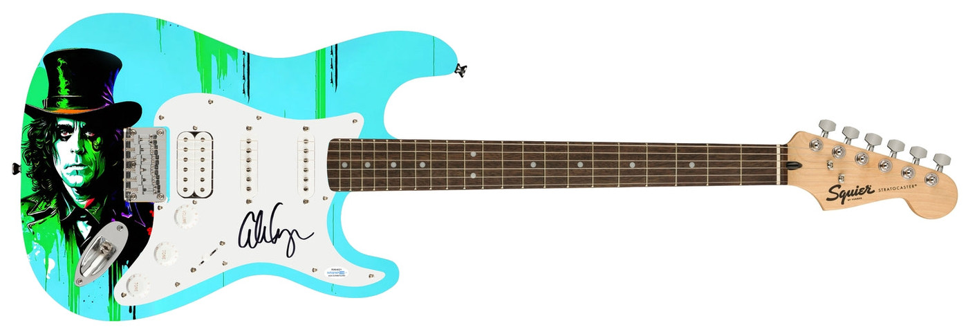 Alice Cooper Signed "The Mad Hatter" Custom Graphics Guitar