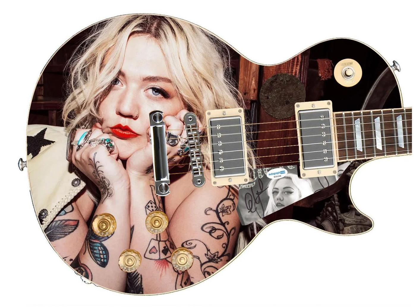 Elle King Autographed "Tatted Up" Custom 1/1 Signature Edition Graphics Guitar