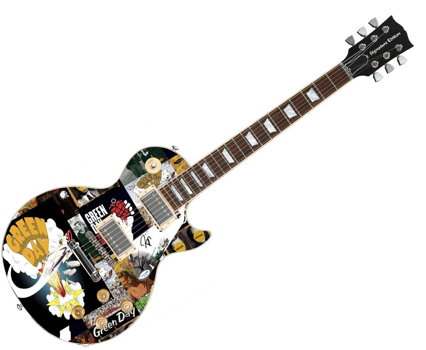 Green Day Autographed "Dookie Discography" 1/1 Signature Edition Graphics Guitar
