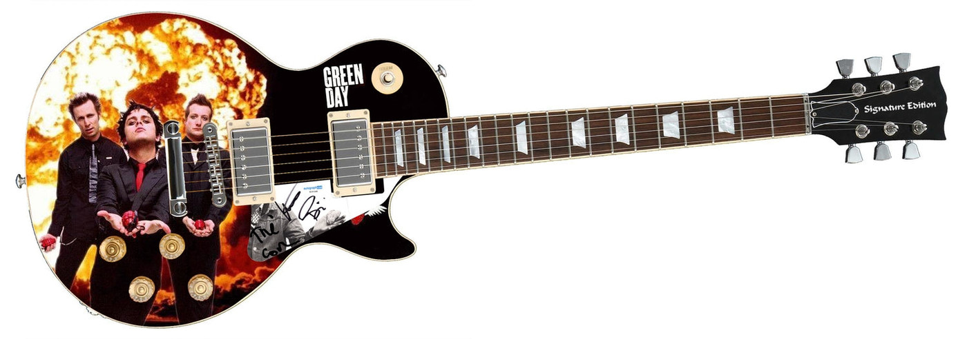 Green Day Autographed "Punk Pyrotechnics" 1/1 Signature Edition Graphics Guitar