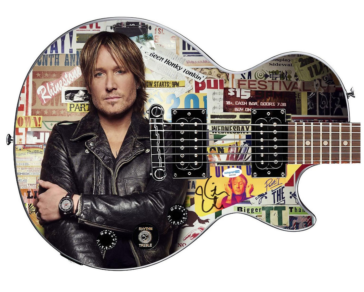 Keith Urban Autographed Custom Epiphone "Legend In Leather" Graphics Guitar