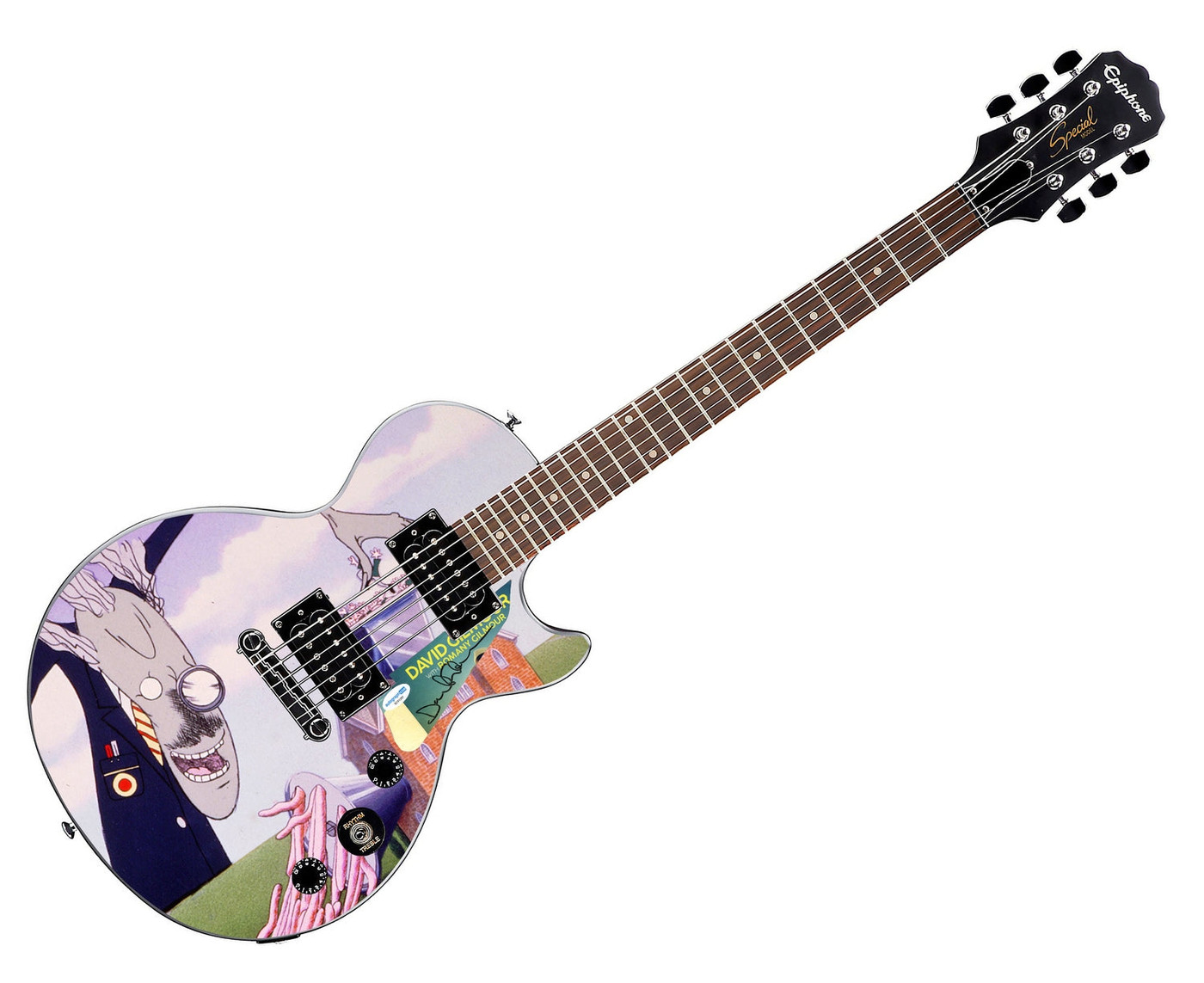 Pink Floyd David Gilmour Autographed Custom "Teacher" Epiphone Graphics Guitar