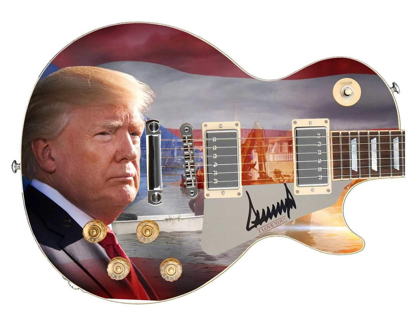 President Donald Trump Signed Custom Fighting For America Graphics Guitar