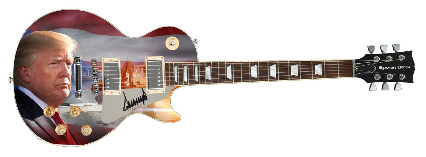 President Donald Trump Signed Custom Fighting For America Graphics Guitar