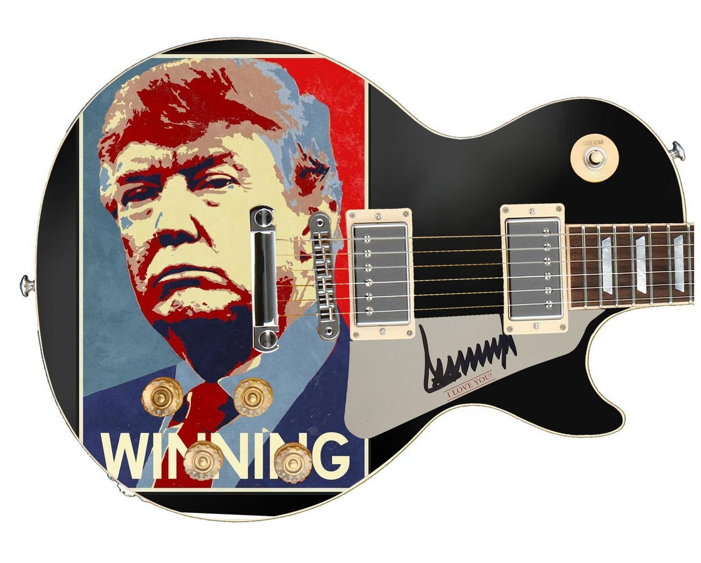 President Donald Trump Signed Winning Custom Graphics Guitar