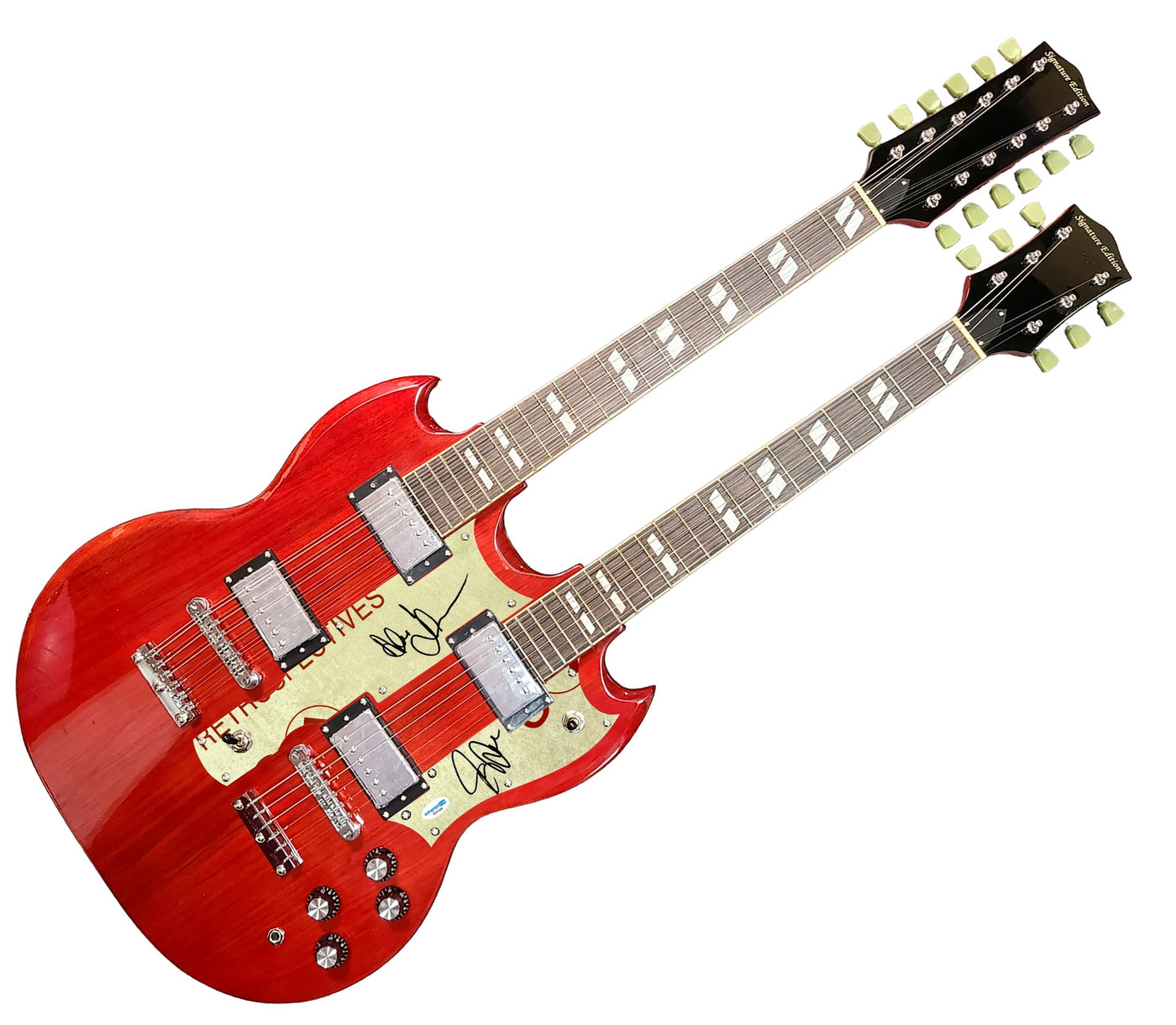 Rush Autographed 18-String Double Neck SG Signature Edition Guitar
