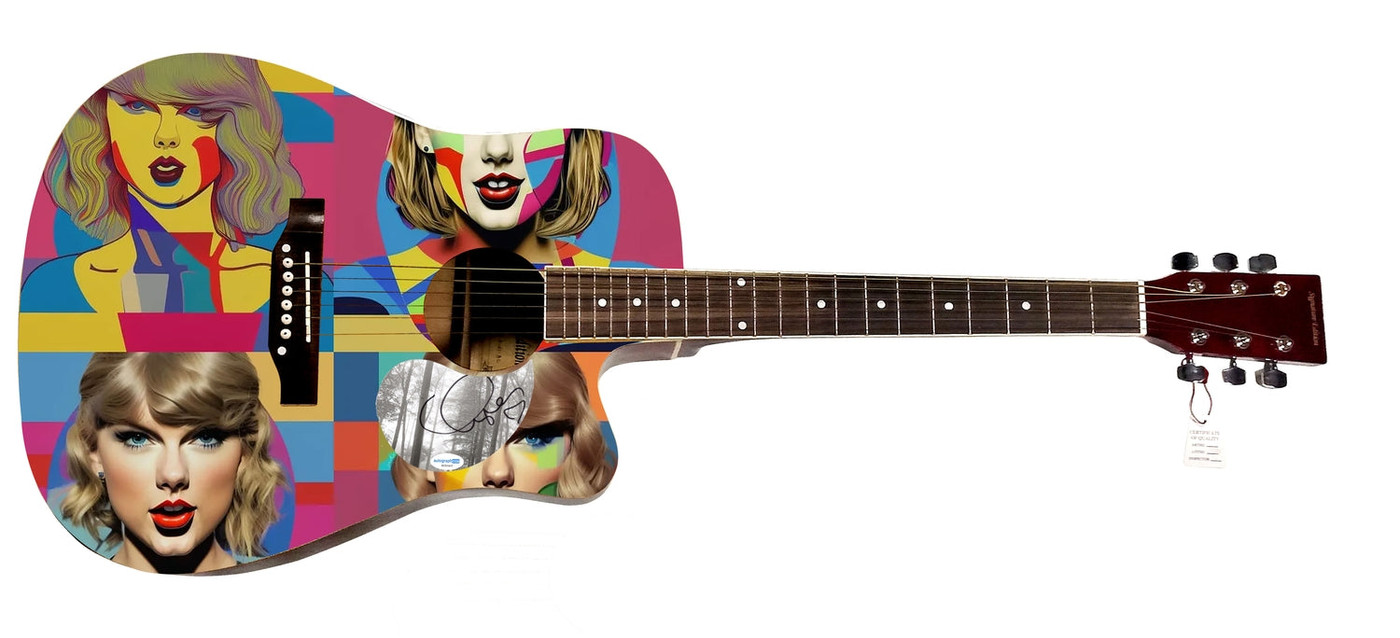 Taylor Swift Autographed w Heart Custom The Color of Love Acoustic Graphics Guitar