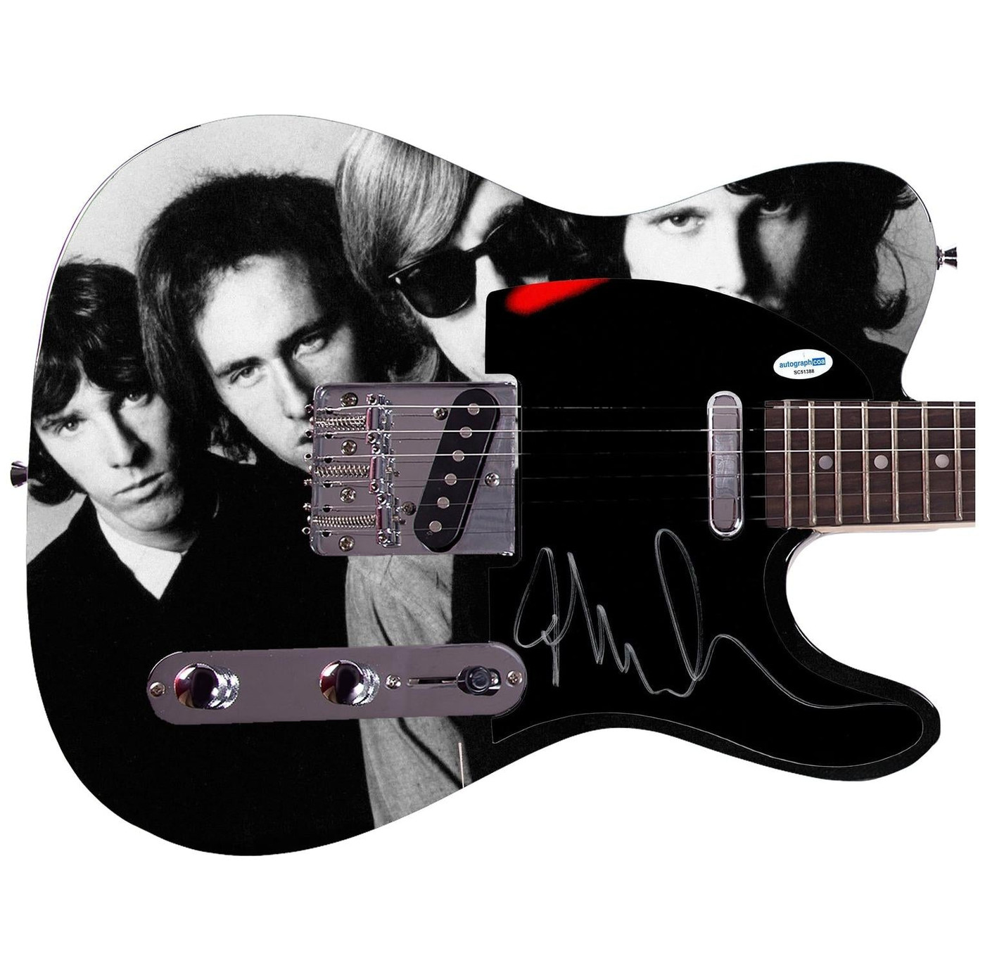 The Doors John Densmore Autographed "Strange Days Serenade" 1/1 Graphics Guitar