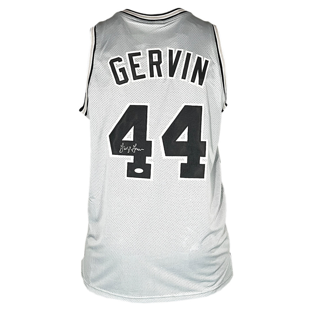 George Gervin Signed San Antonio Grey Basketball Jersey (JSA)