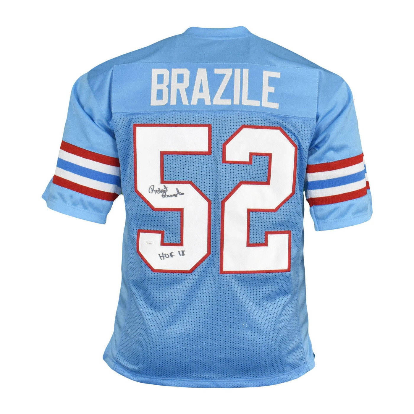 Robert Brazile Signed HOF 18 Inscription Pro Edition Blue Football Jersey (JSA)