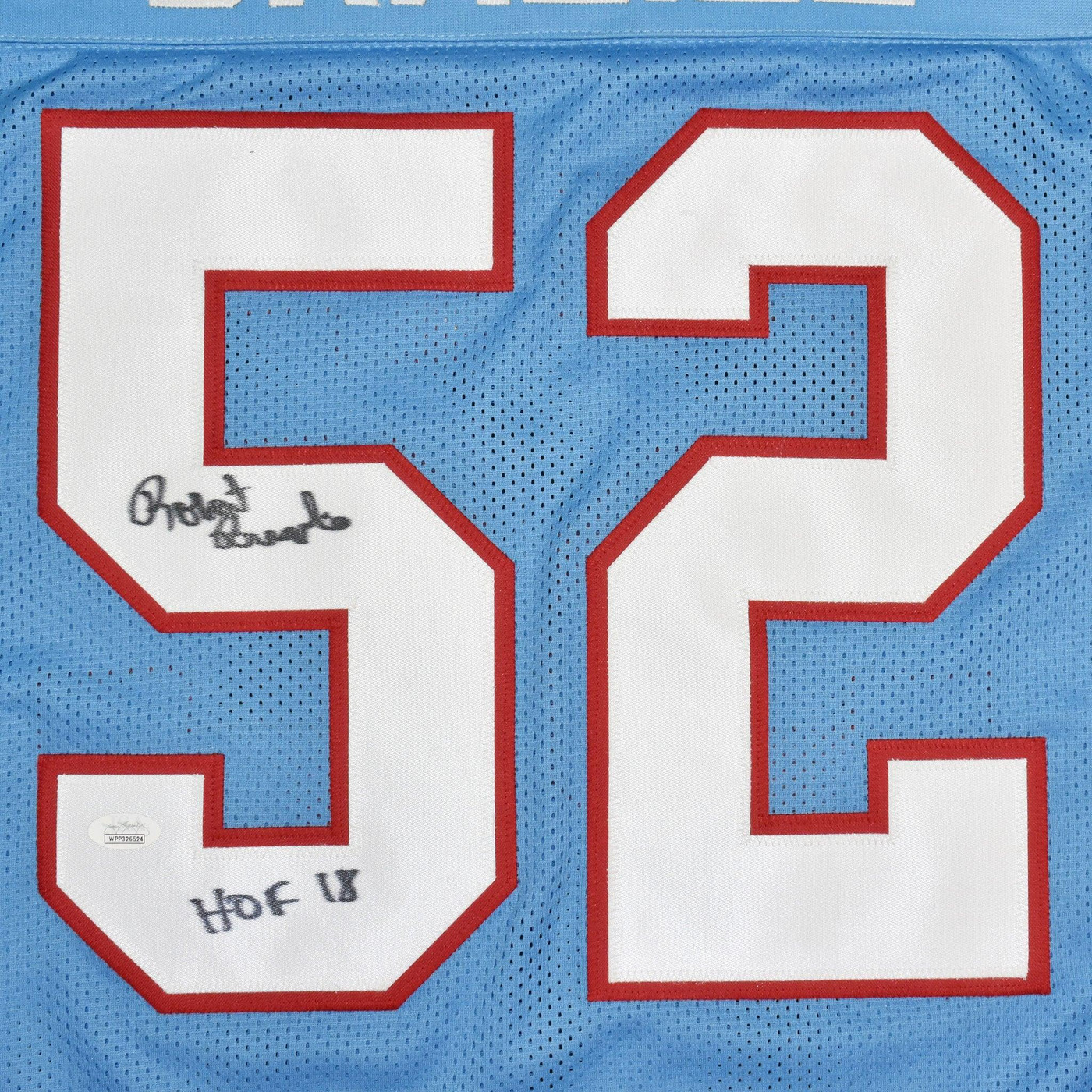 Robert Brazile Signed HOF 18 Inscription Pro Edition Blue Football Jersey (JSA)