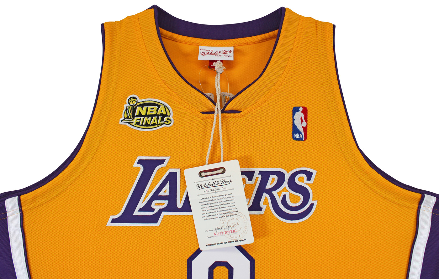 Lakers Kobe Bryant Signed Yellow M&N 2000-01 HWC Authentic Jersey PSA #B11756