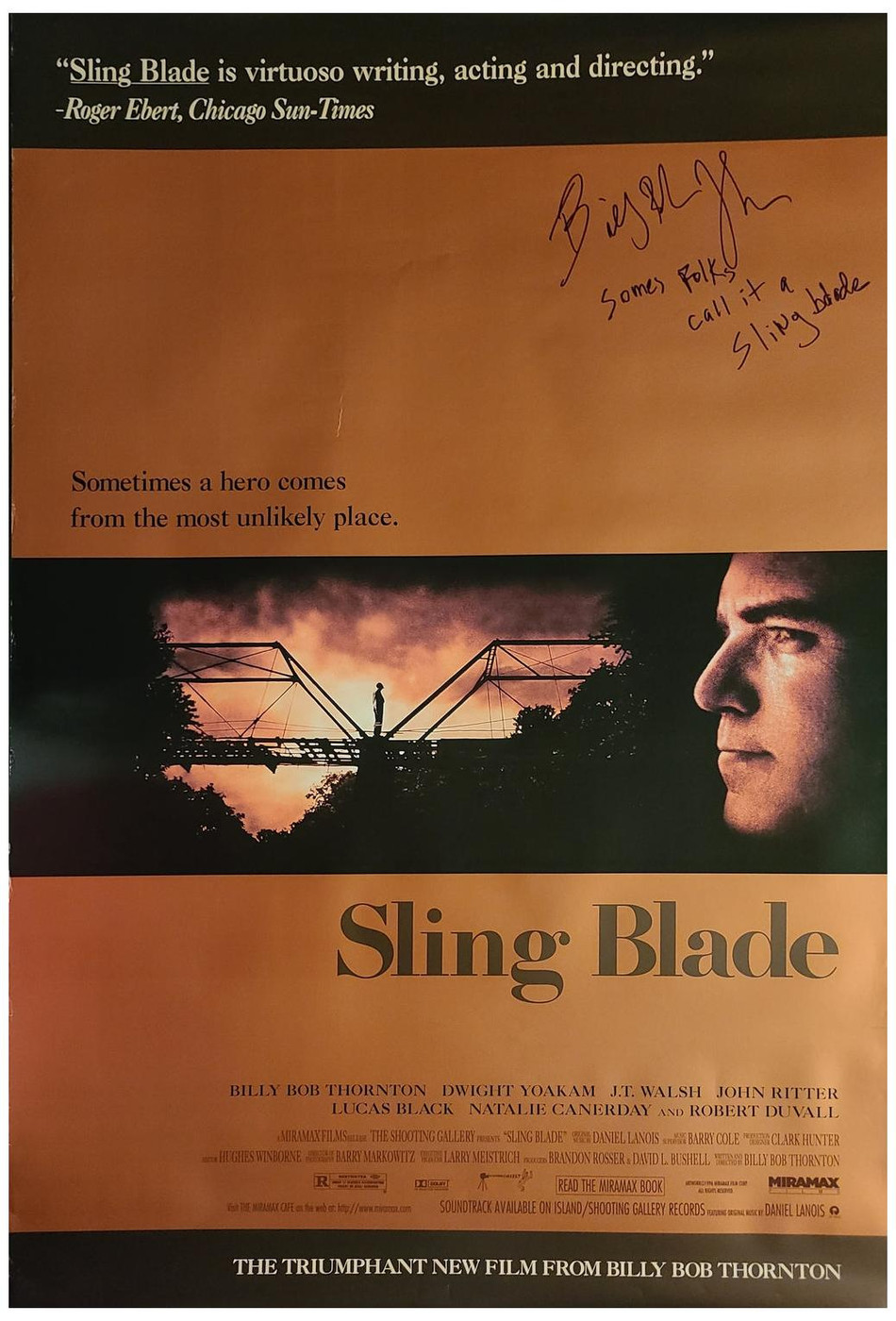 Billy Bob Thornton Autographed Original Sling Blade Poster w Movie Quote Exact Proof