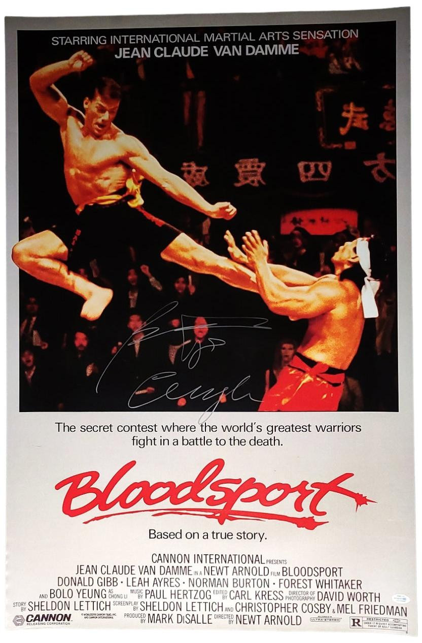 Bolo Yeung Signed Bloodsport 24x36 Poster w Chong Li Exact Proof