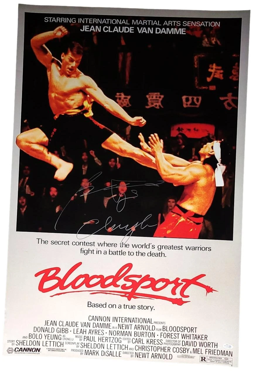 Bolo Yeung Signed Bloodsport 24x36 Poster w Chong Li Exact Proof Version 1