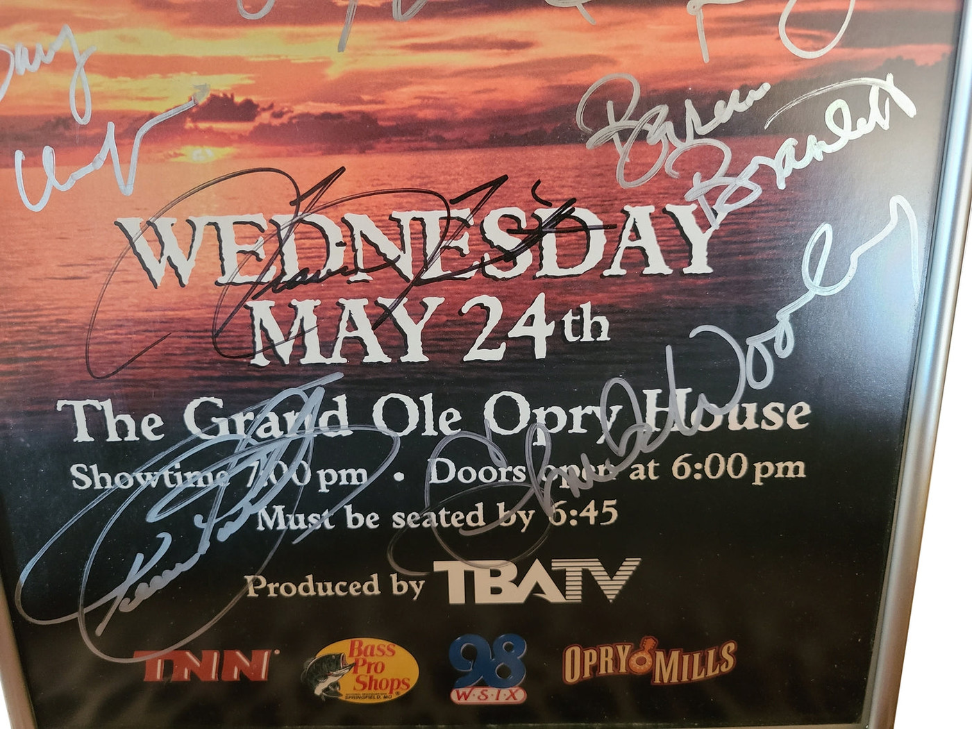 Grand Ole? Opry Multi-Autographed Framed Poster Kenny Rogers Brad Paisley Plus