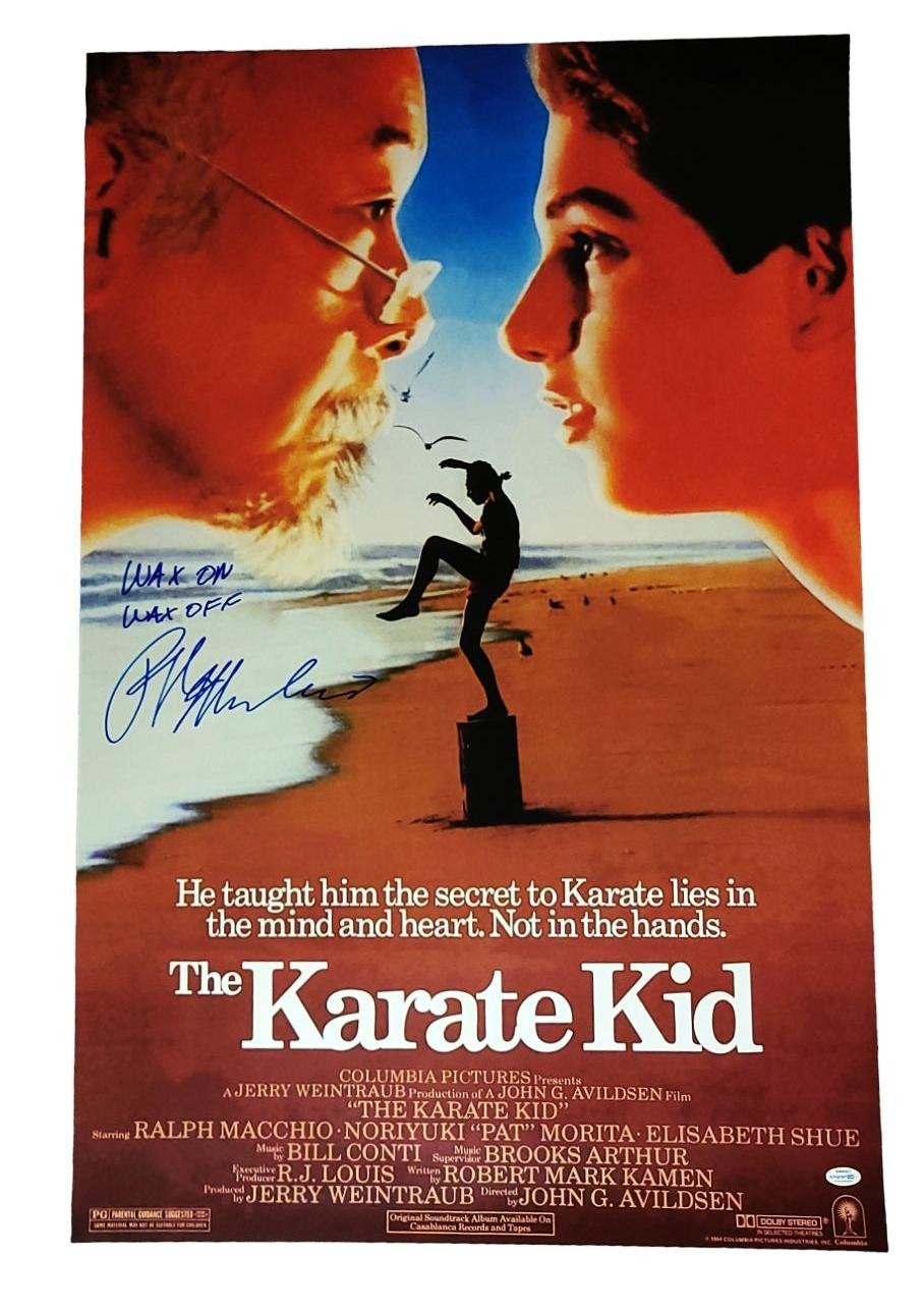 Ralph Macchio Signed The Karate Kid 24x36 Poster Wax On Wax Off