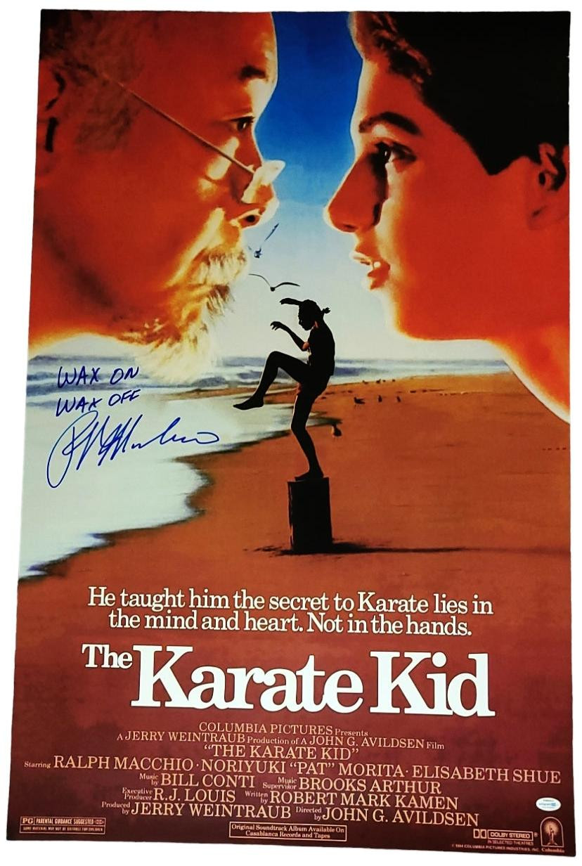 Ralph Macchio Autographed The Karate Kid 24x36 Poster Wax On Wax Off Exact Proof Version 1