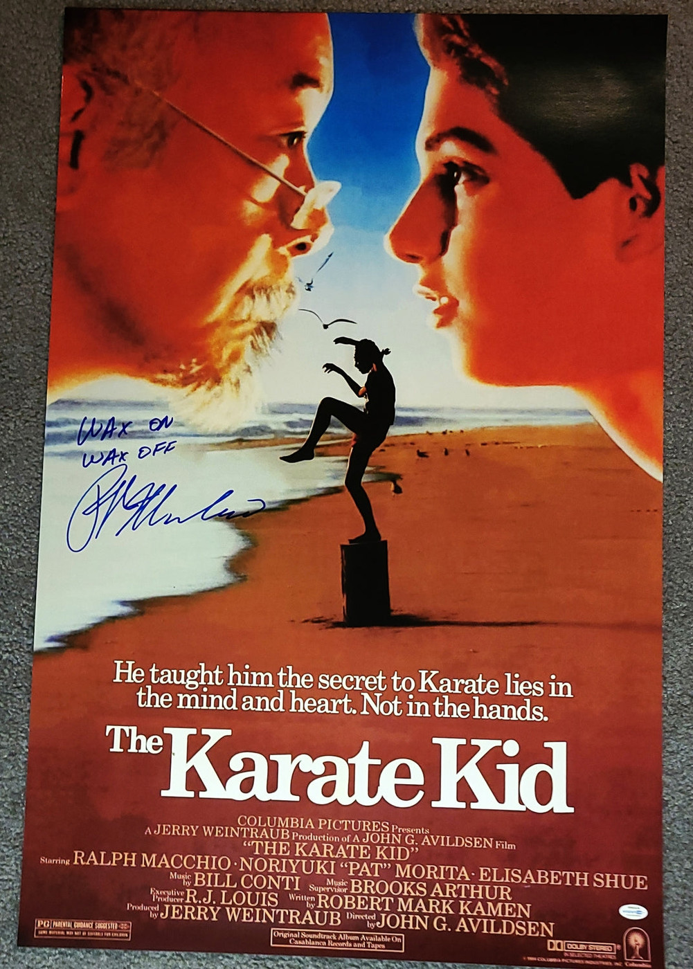 Ralph Macchio Autographed The Karate Kid 24x36 Poster Wax On Wax Off Exact Proof Version 2