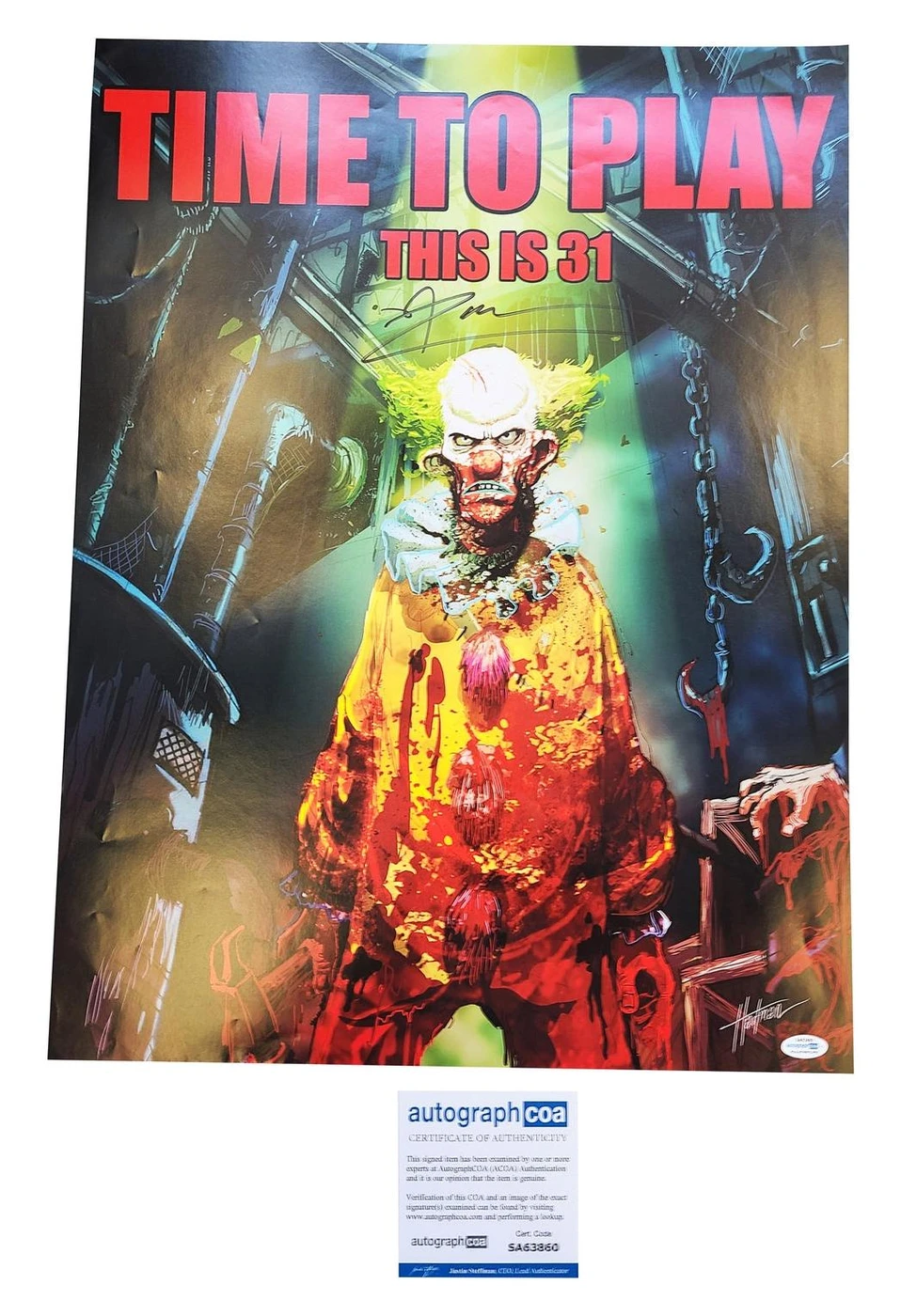 Rob Zombie This Is 31 Time To Play Autographed 18x24 Poster ACOA