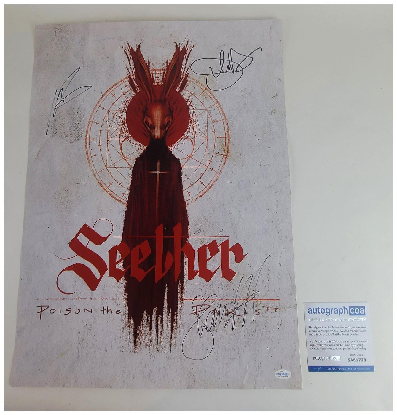 Seether Signed Autographed Poster ACOA