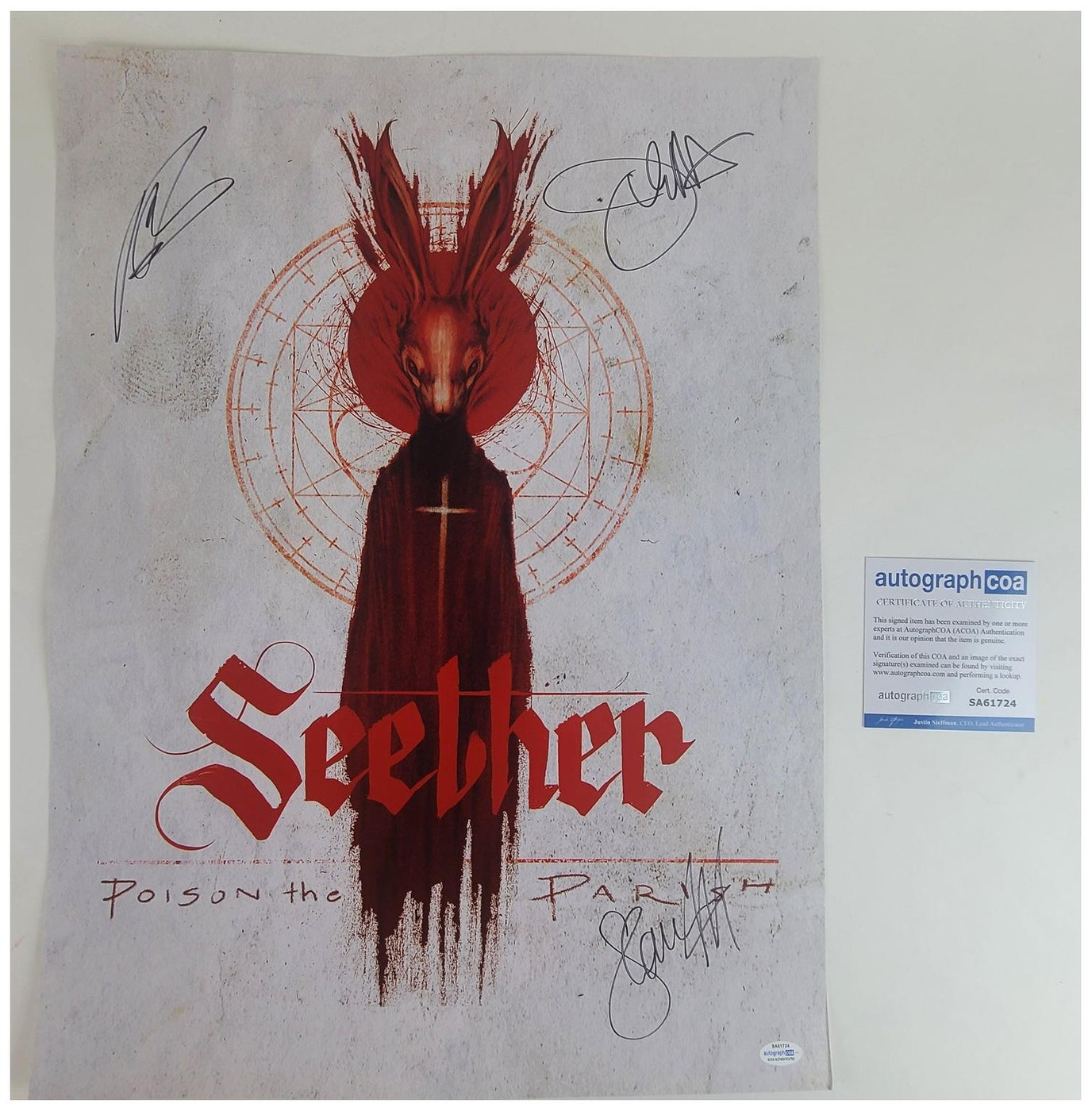 Seether Signed Autographed Poster ACOA Version 1