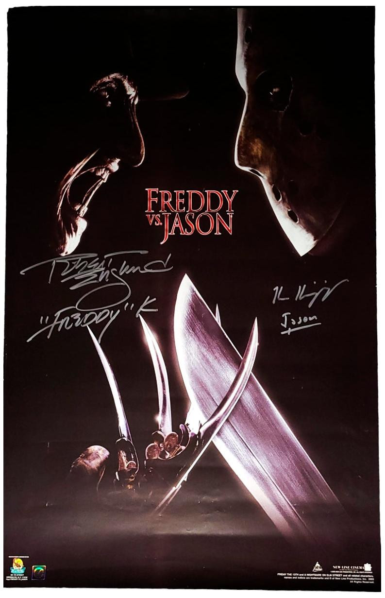 Freddy Vs Jason Robert Englund Kane Hodder Autographed Poster Authentic Signing ASI