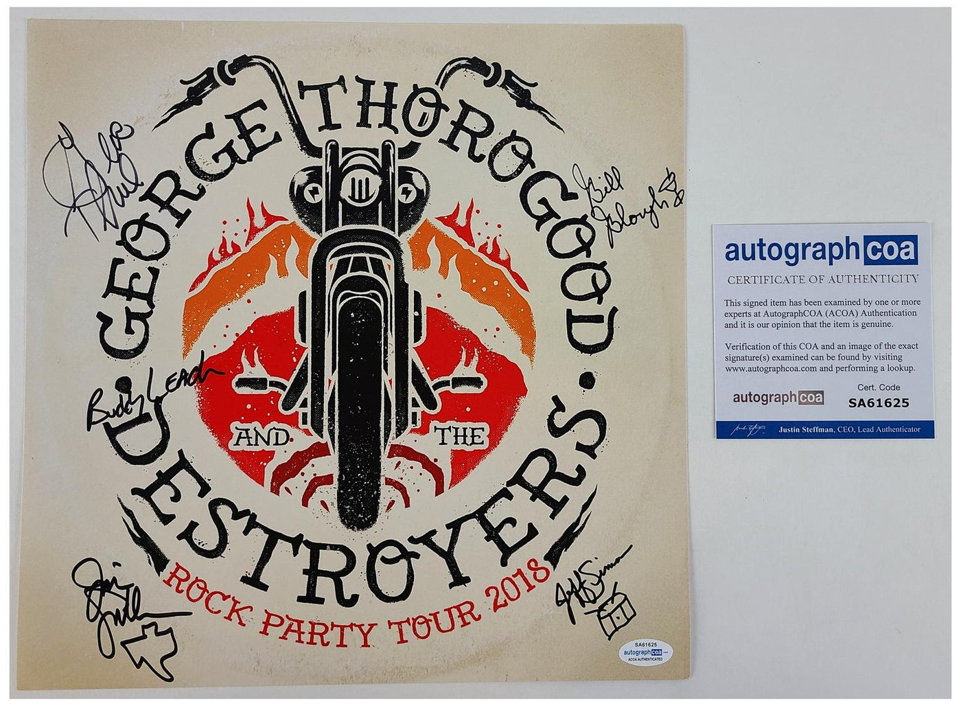 George Thorogood & The Destroyers Signed Album Cover Poster Flat ACOA Version 5
