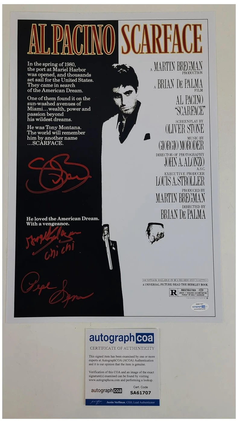 Scarface Cast Signed 12x18 Poster Photo ACOA