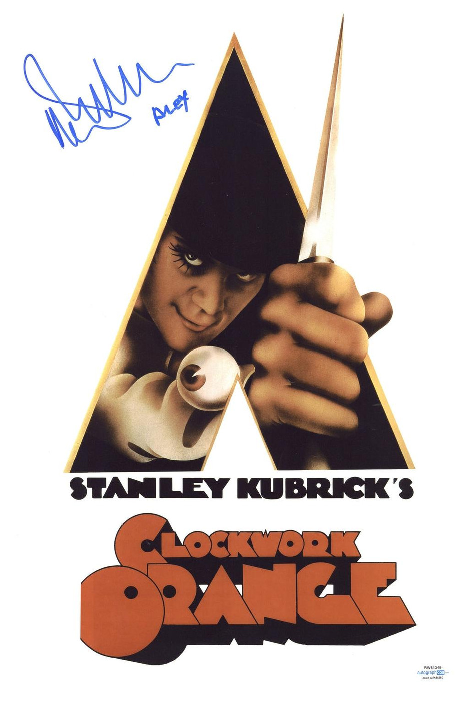 Malcolm McDowell Signed Clockwork Orange 12x18 Poster Photo -