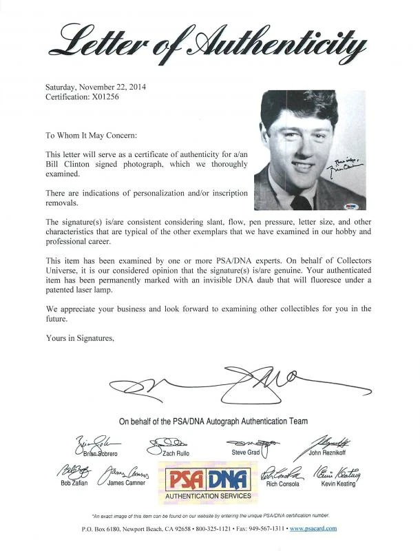 President Bill Clinton Signed Authentic 8X10 Photo Autographed PSA/DNA #X01256