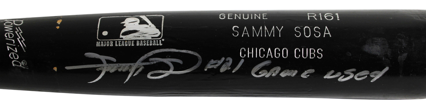 Cubs Sammy Sosa Signed Game Used Louisville Slugger Player Model Bat BAS LOA