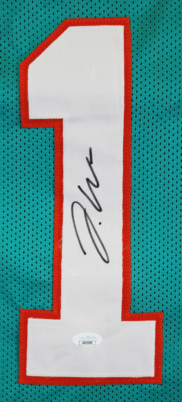 Jaylen Waddle Authentic Signed Teal Pro Style Jersey Autographed JSA
