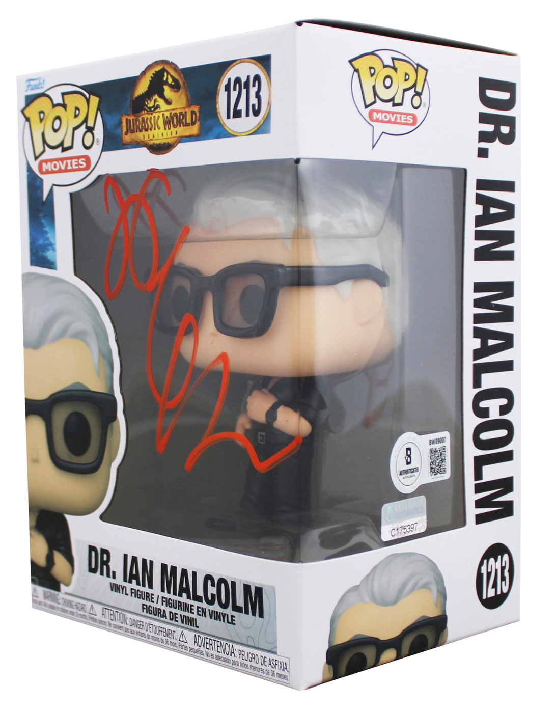 Jeff Goldblum Jurassic World Signed Dr. Ian Malcolm #1213 Funko Pop Figure BAS
