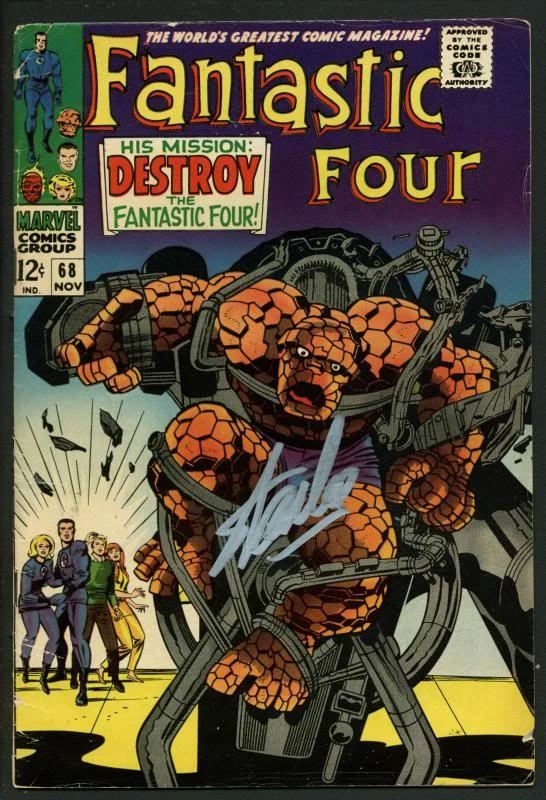 Stan Lee Signed Fantastic Four #68 Comic Book Mission: Destroy PSA/DNA #W18645