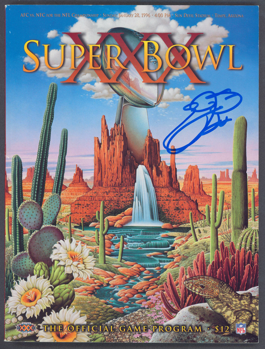 Cowboys Emmitt Smith Authentic Signed SB XXX Program BAS Witnessed #WK32394
