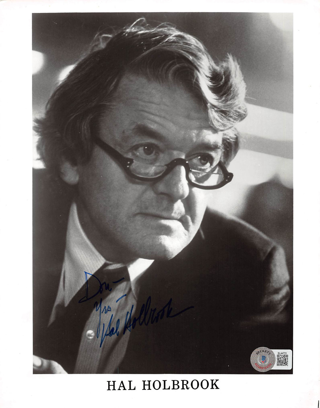 Hal Holbrook Lincoln "Don, Yours" Authentic Signed 8x10 Photo BAS #BL44721