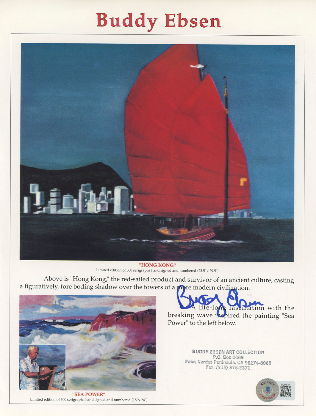 Buddy Ebsen Authentic Signed 8.5x11 Magazine Page Autographed BAS #BL44547