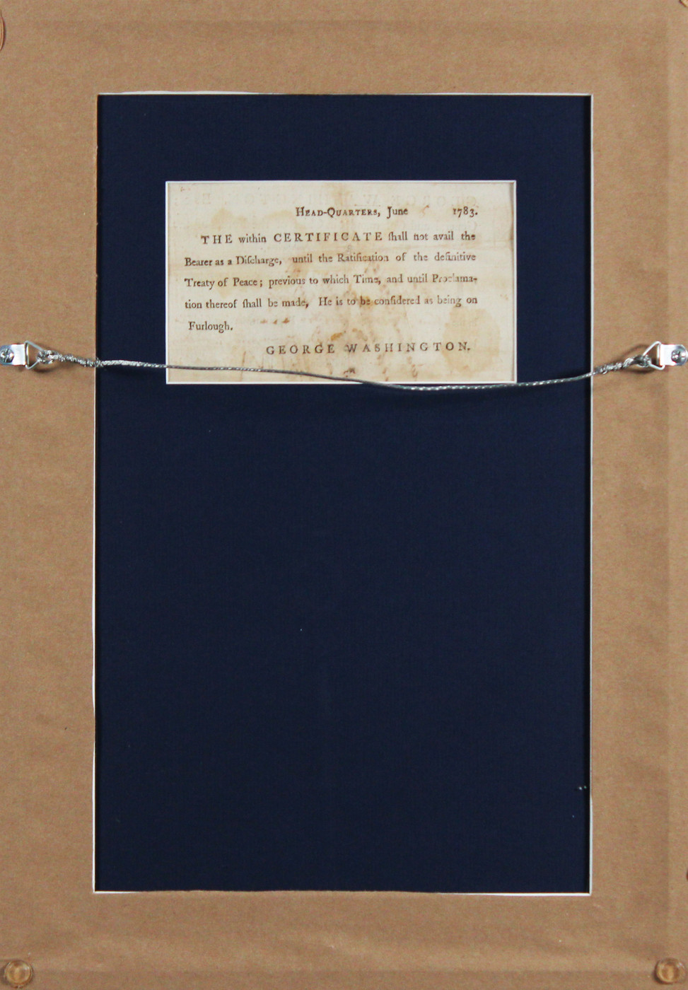 George Washington Signed & Framed 1783 Revolutionary War Discharge Document BAS