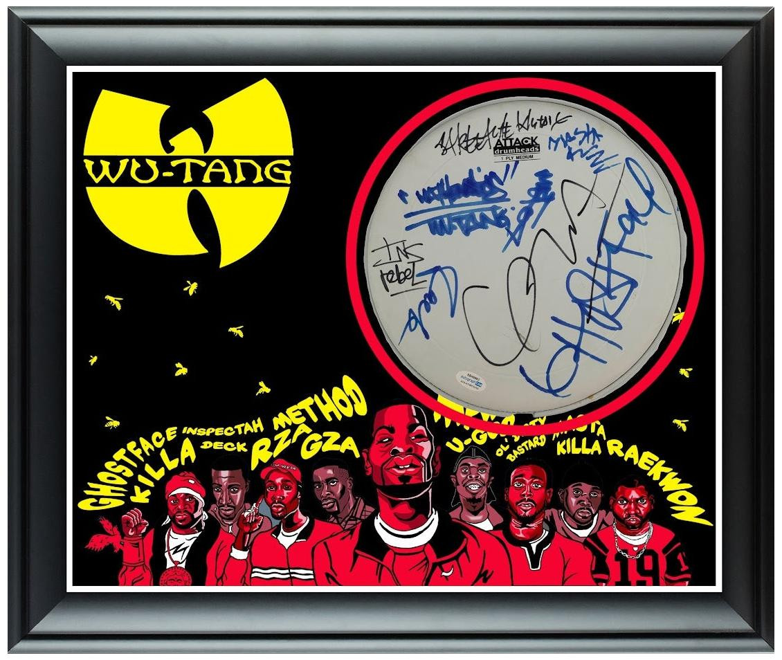 Wu Tang Signed Custom Framed Drum Head Drumhead Display ACOA -