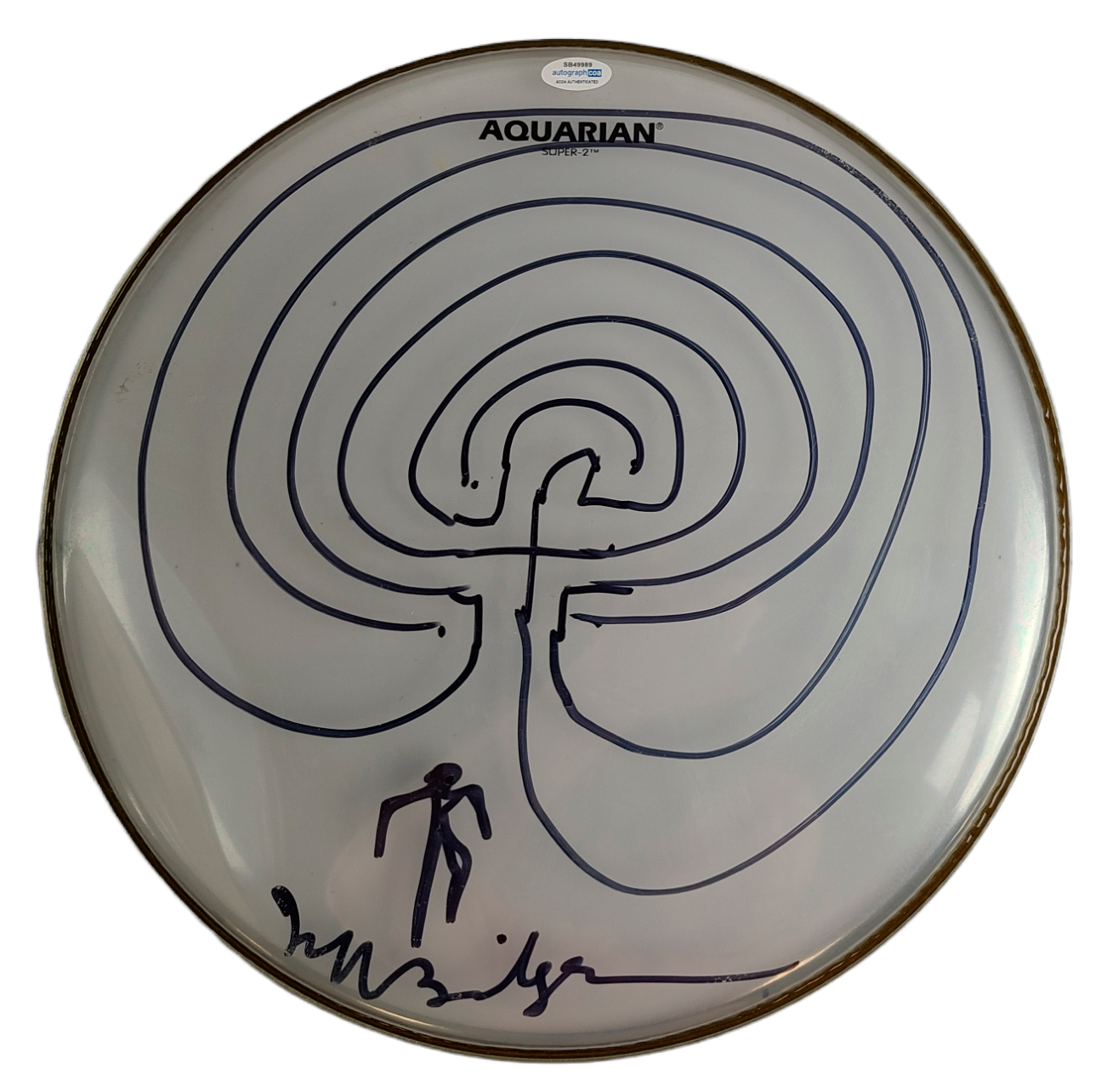 Jeff Bridges Signed Autographed Man Entering Maze Sketch 14 inch Drumhead ACOA