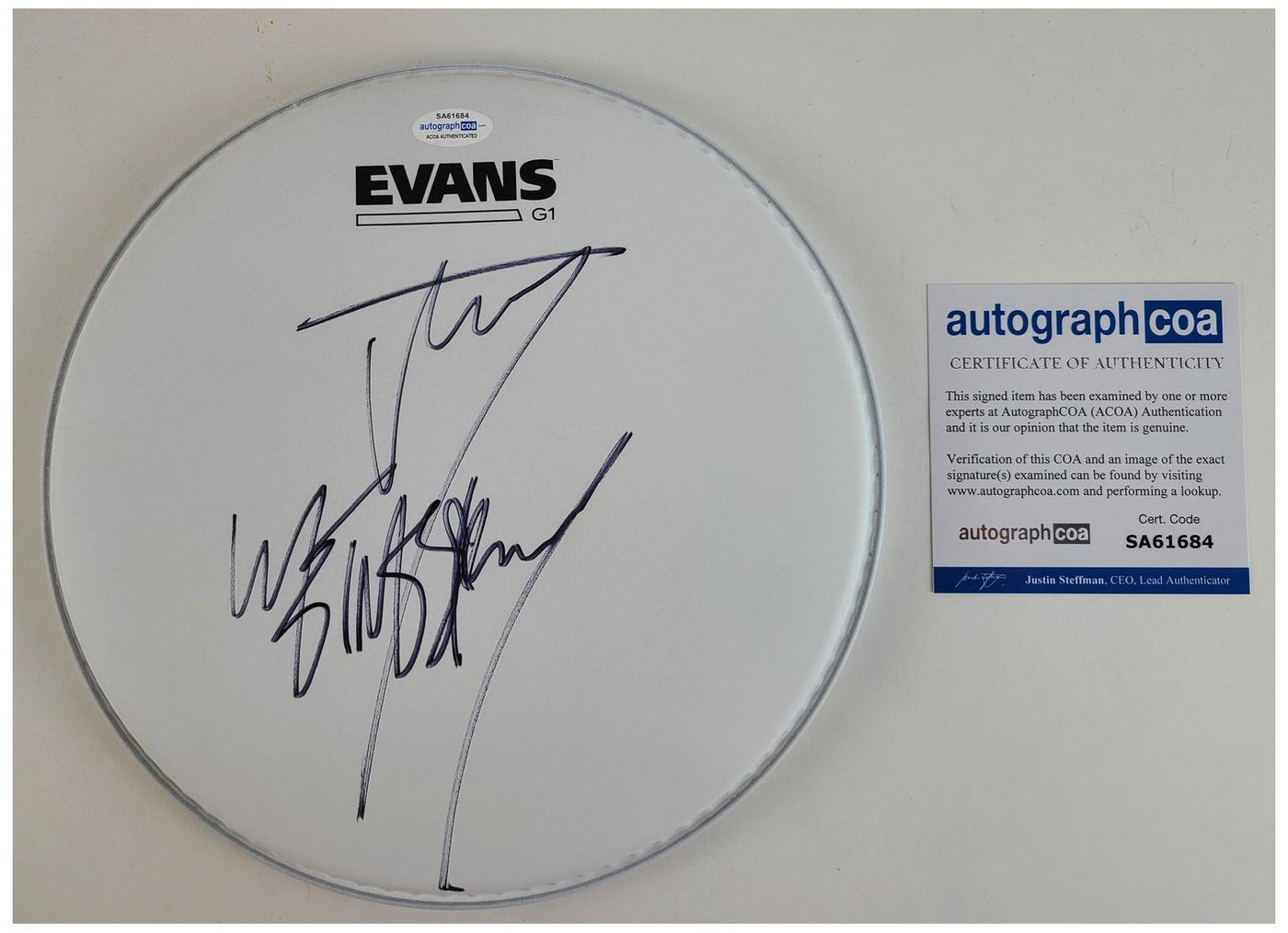 Slipknot Jay Weinberg Signed Evans Drumhead ACOA Version 7