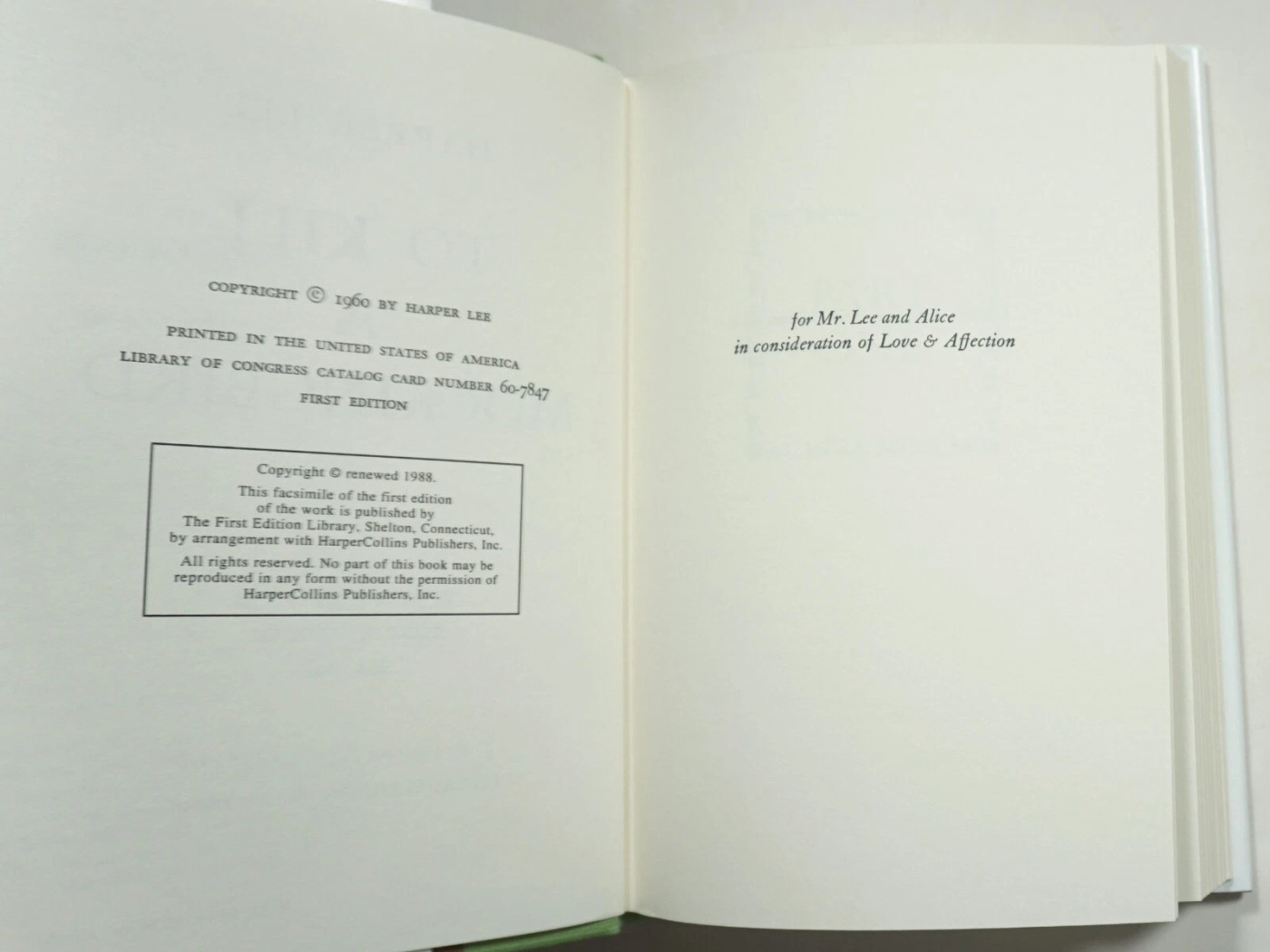 To Kill a Mockingbird First Edition Library Printing