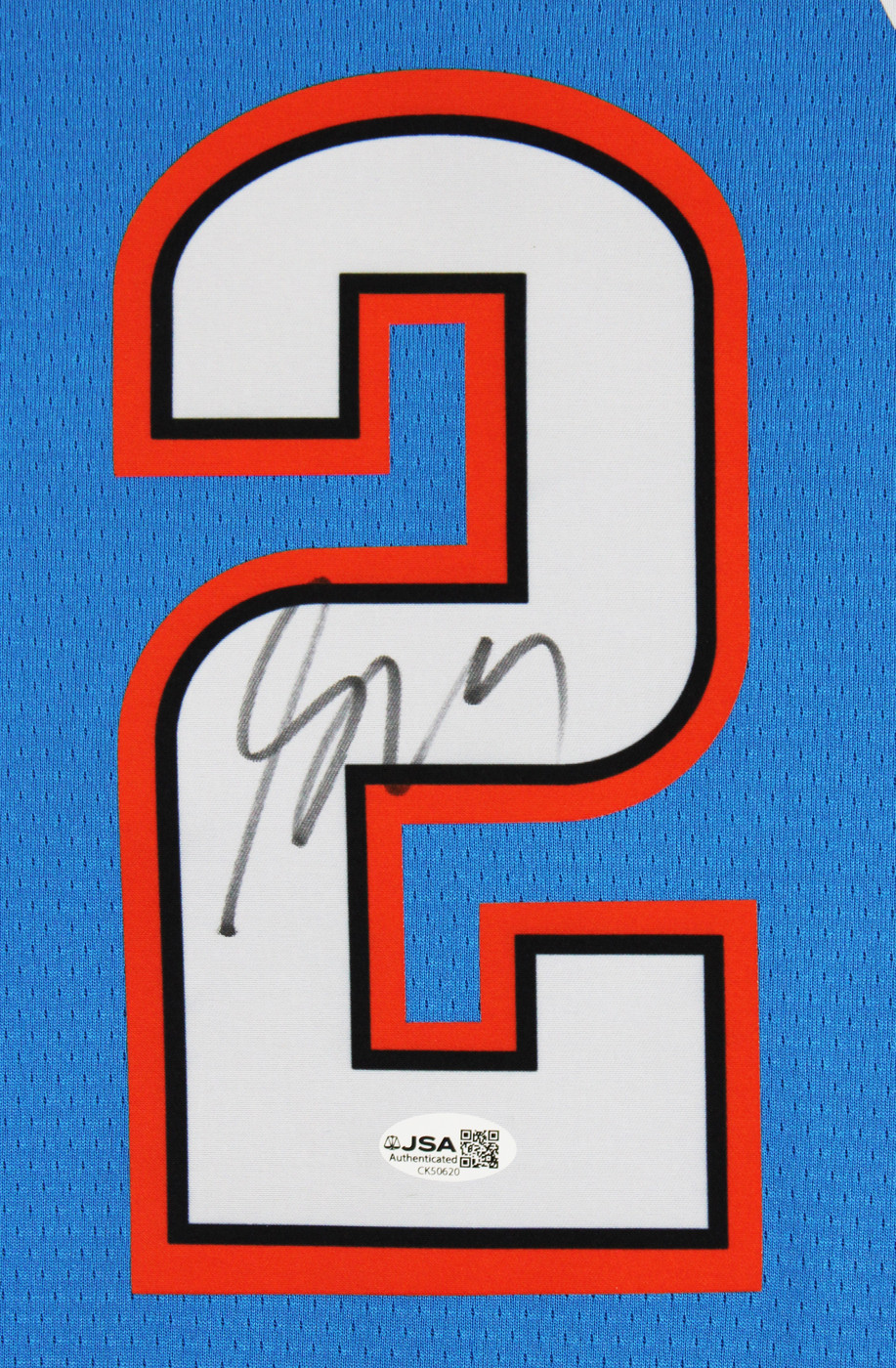 Thunder Shai Gilgeous-Alexander Signed Blue Nike Finals Ed. Framed Jersey JSA